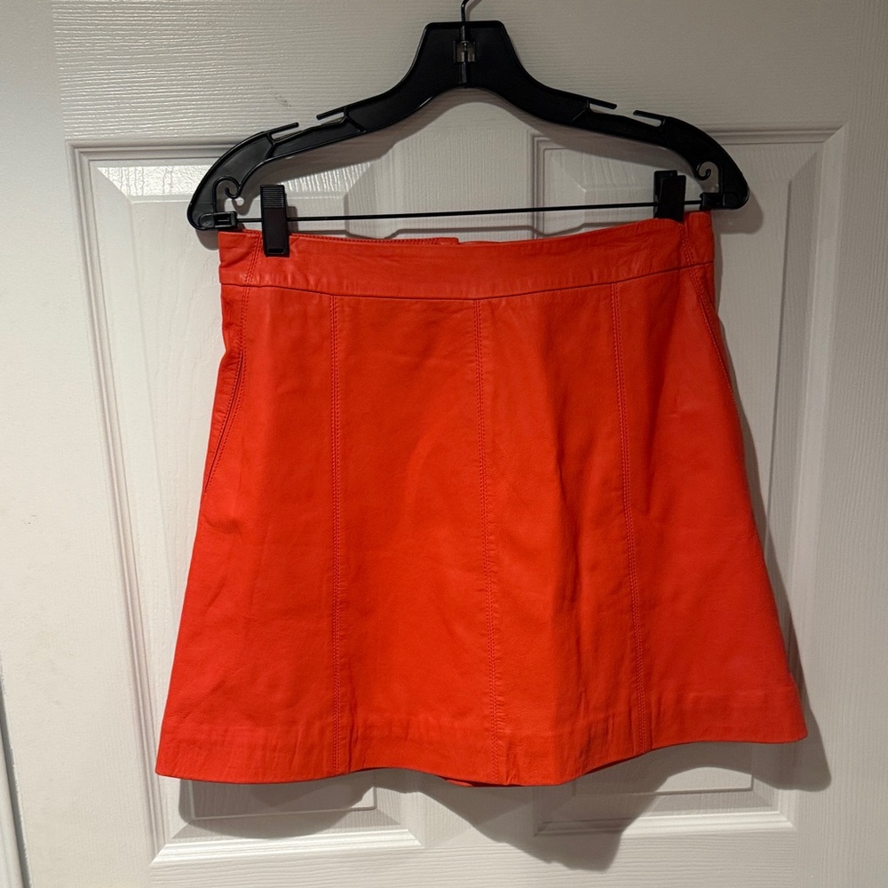Marc By Marc Jacobs Orange Leather Mini Skirt